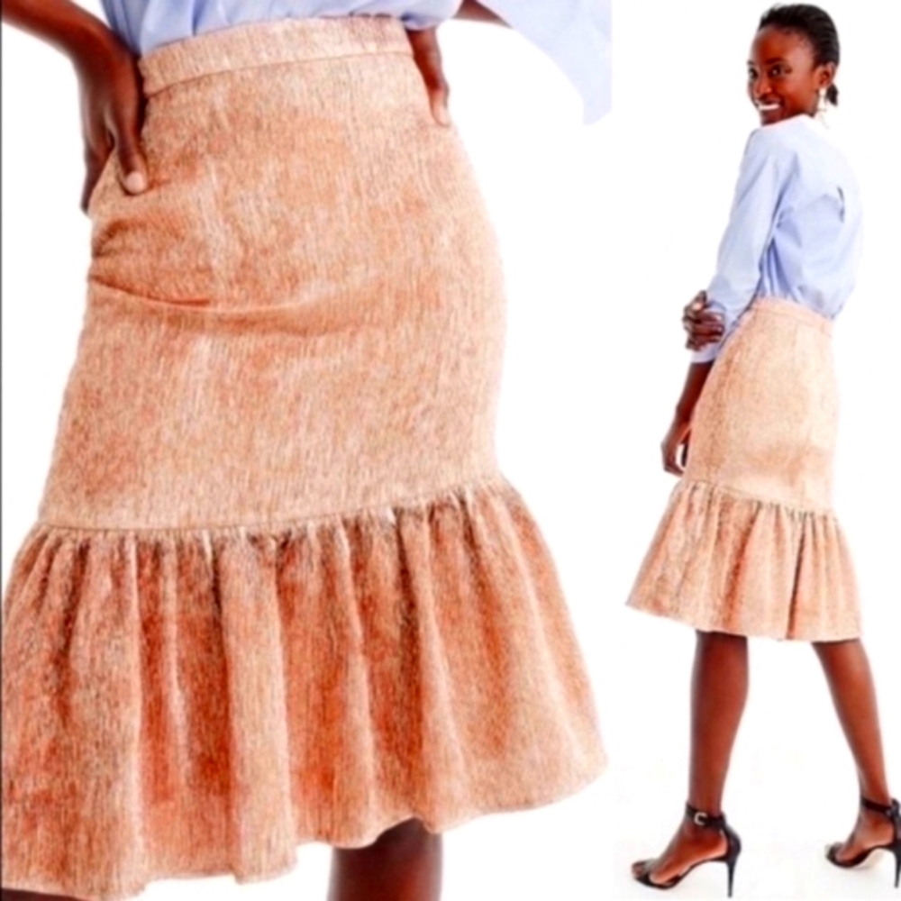 J. Crew Collection Rose Gold Fluted Skirt